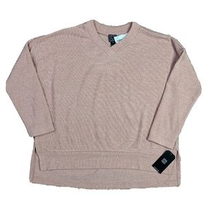 Clara Sun Woo Long Sleeve Sweater Size Medium Blush Pink V Neck New NWT-